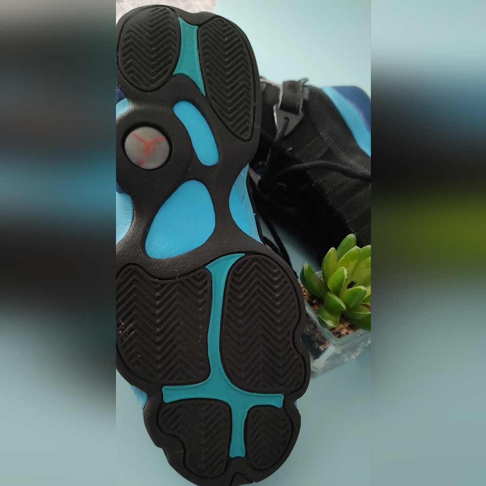 Jordan 6 Rings Aqua black sneakers size 7Y athletic good condition 25 cms - Picture 11 of 12